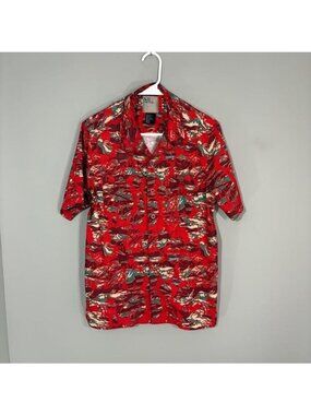 5.11 Tactical Shirt Mens Small Red Tropical Hawaiian Short Sleeve Snap Button Up